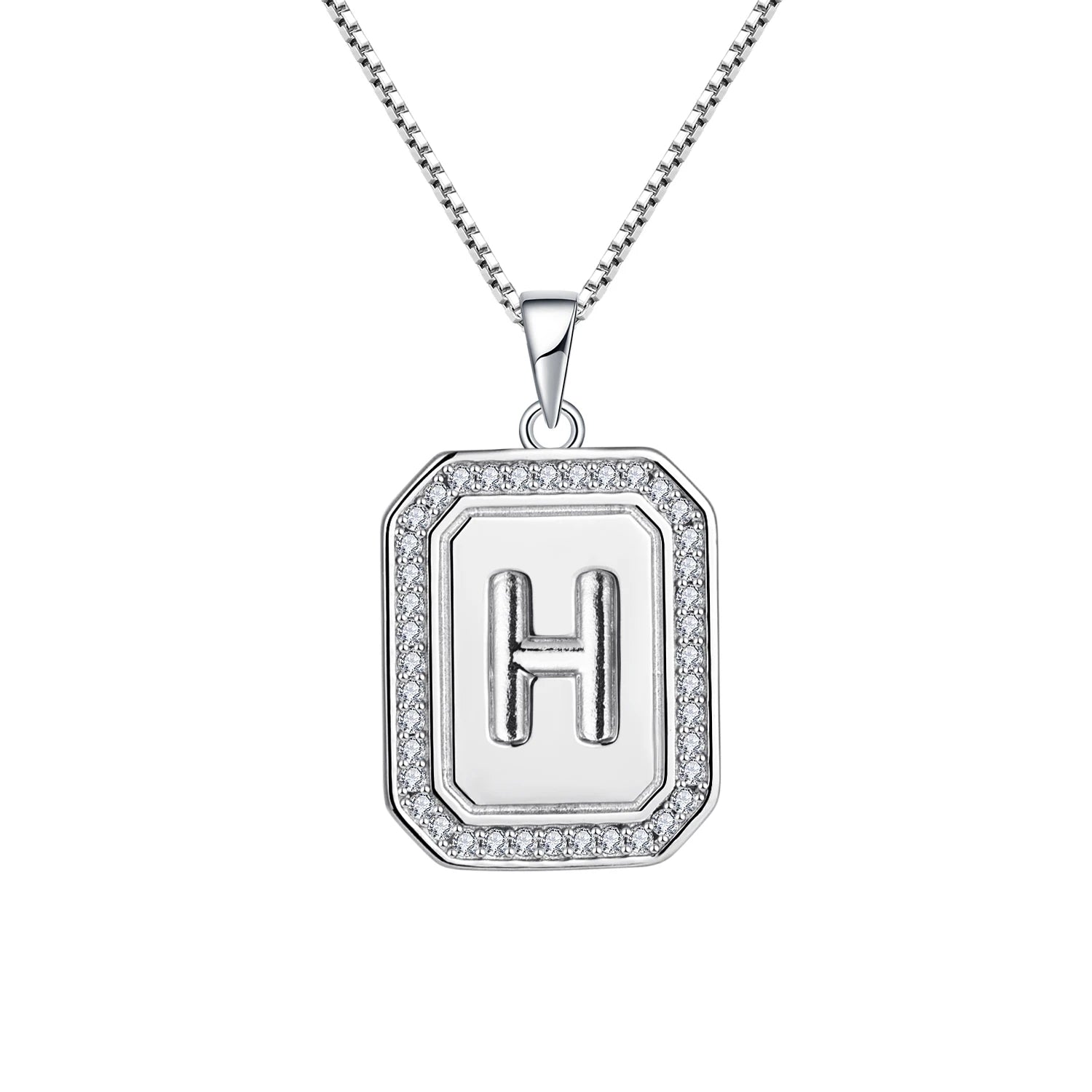 Hip Hop Style Custom H Letter Rhinestone Necklace Pendant 925 Sterling Silver Chain Zircon Punk Statement Jewelry for Men Women