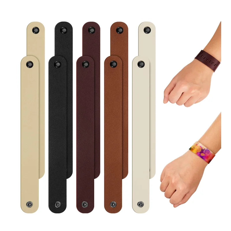 Promotional Plain Leather Bracelet Leather Snap Bracelets Blank Cuff Bracelet DIY Wristbands