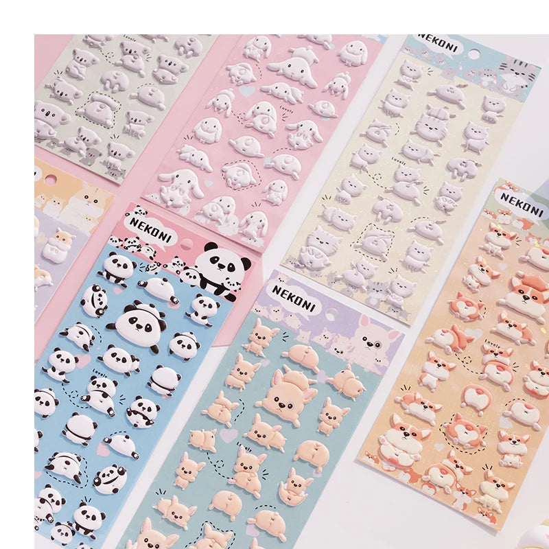 Nekoni 3D Foam Stickers Aesthetic Adhesive Decorative Decals for Animal Puffy Stickers