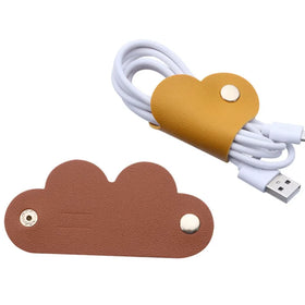 Cute Cartoon Leather Cable Winder Tie Earphone Cord Winder Cable Management Cord Organizer Charger