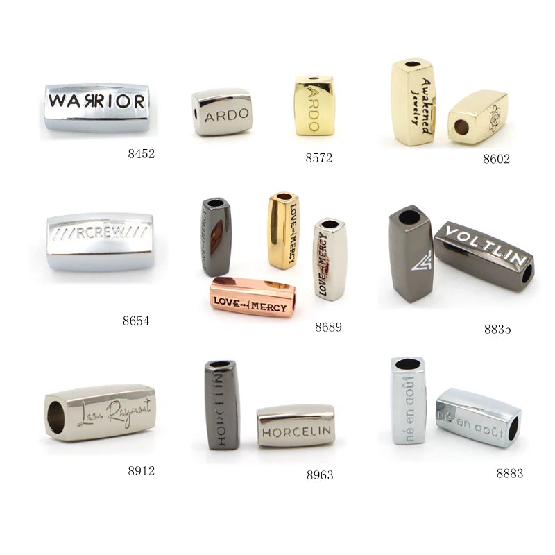 New Arrival Silver Spacer Beads Zinc Alloy Custom Engraved Metal logo Beads