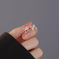 Hypoallergenic Smooth Bright S999 Sterling Silver Earrings Korean Delicate Mini Gold Silver Bow Stud Earrings for Teen Girls