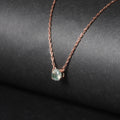 OL1009 Abiding Fine Simple Jewelry Wholesale 6mm Gemstone Rose Gold Plated Solid Silver Moss Agate Necklace