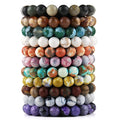 Women 10mm Pink Quartz Pic jasper Natural Gemstone Amazonite Stretch Bracelet Elastic Yoga Bracelets