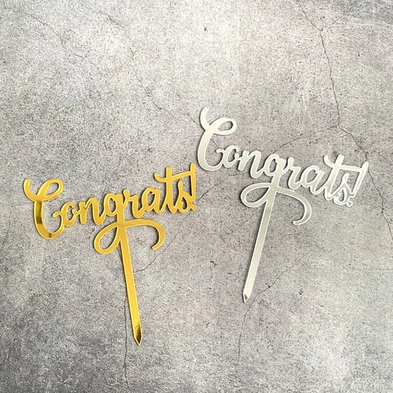Congrats Script Cake Flag Congratulations Acrylic Cake Toppers for Graduation Cake Decoration Grad Party Supplies