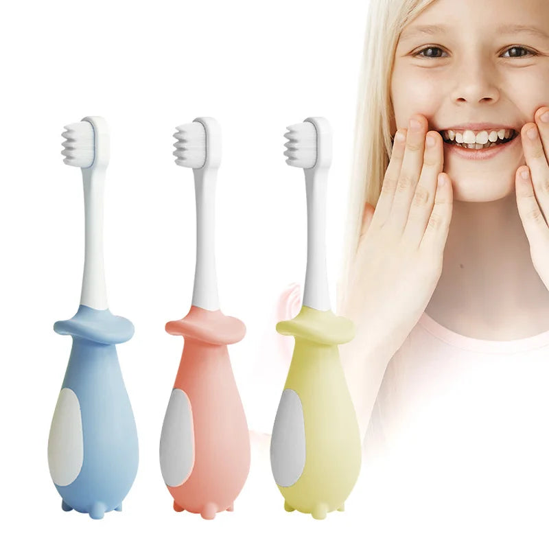 Baby Nano Toothbrush Food Grade Soft Silicone Handle Plastic Handle Nylon Billions Soft 3-12 Years Old Children's Toothbrush