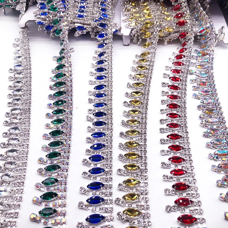 Rhinestone Trimming Tailoring Materials and Accessories Rhinestone Fringe Crystal Trimming for Dress Sewing Accessories