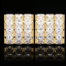 Hot Sale Copper Square Crystal Cufflinks Zirconia Micro-set Light Luxury Women's Shirt Wedding Party Anniversary Engagement Gift