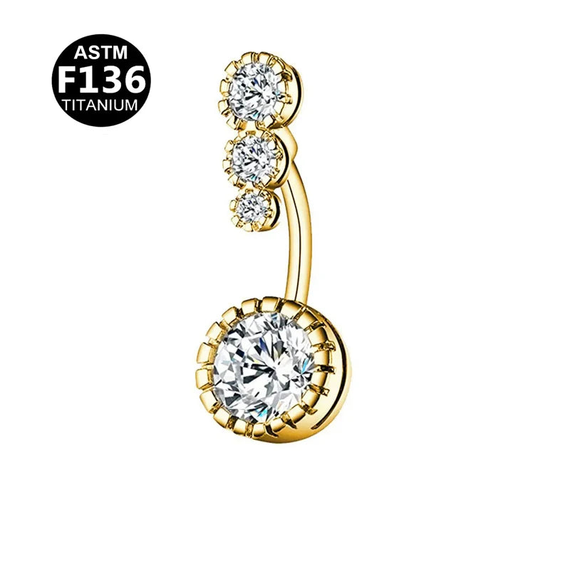 Gaby Fashion Jewelry Body Stud Jewelry Floating Double Cz Mount Belly Piercing Navel Titanium bar Belly Rings