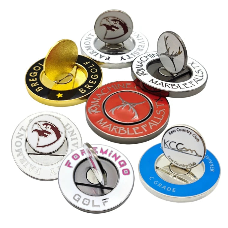 Custom Logo Enamel Magnetic Ball Marker Low MOQ Repair Divot Tool with Removable Hat Clip Golf Products