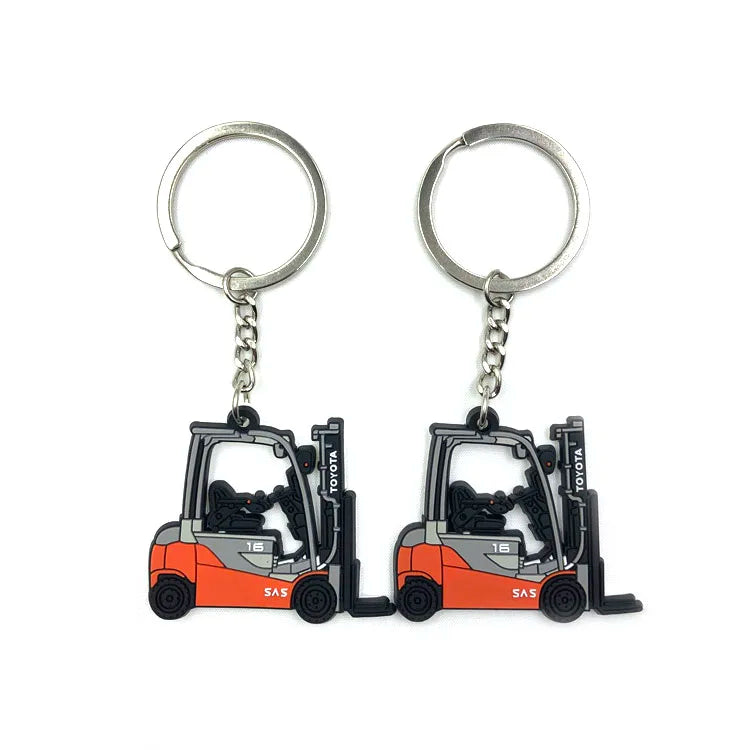 2022 Hot Sale Factory Direct Sales PVC Rubber Car logo Keychain Wholesale 2D Toy Forklift Keychain Soft Keyring
