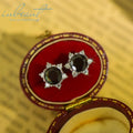 Silver 925 Original Total 2 Carat Brilliant Cut Diamond Test Past Black Moissanite Sunflower Stud Earrings Women Fine Jewelry