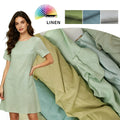 Customized Professional 100% Pure French Linen Fabric Organic Printed Twill Girls Dress Shirt Stone Washed 120 GSM Solids