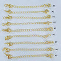18K Gold Plated Brass Extension Chains with CZ CharmsNecklace & Bracelet Tail Extender with Lobster Clasp for Jewelry DIY