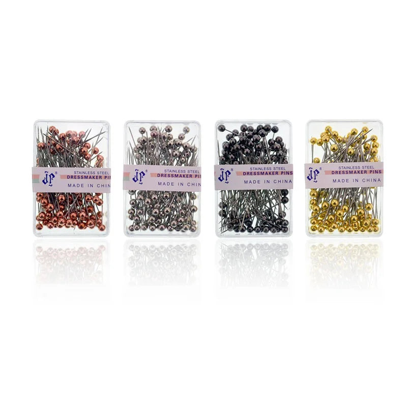 Box of 100 38mm Colorful Pearl Head Sewing Pins Straight Push Dressmaking DIY Tools for Wedding Engagement Positioning Needles