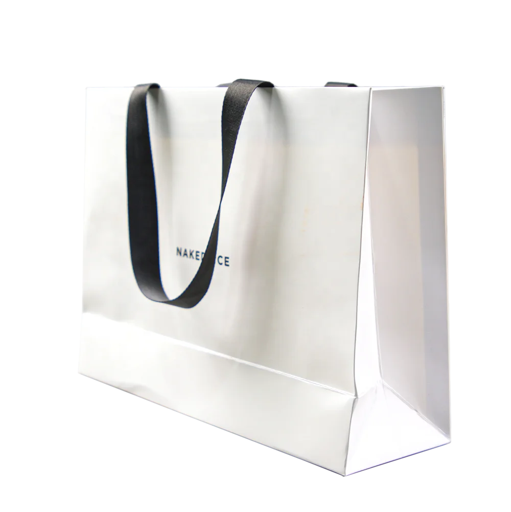 Wholesale Custom Printed Black Luxury Shopping Gift Paper Bag with Handle and Bow Underwear Luxury Paper Bags with Your Own logo
