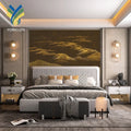 YKML 0096 Luxury Custom Hand Painted 3D Mountain Scenery Modern Golden Papier Peint Mural 3D Mountains Waterproof Modern
