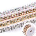 HFour SS6 SS8 SS12 SS16 Double Row Shape Crystal Glass Rhinestone Cup Chain 3D Sew-on for Dresses White AB Color Rhinestones