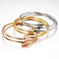 Trendy Stainless Steel Double Layer Bracelet for Women Adjustable Charms Bracelet Jewelry
