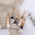 Lovely  Coffee Mug Cup Silicone Beaded Keychain Gold KeyRings Mama Gift Key Holder for Car Bag Purse Charm Wristlet Accessory