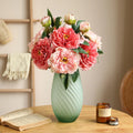 Scandinavian Retro Simulated Single Branch 2-Head Roasted Edge Peony Oil Painting for Home Christmas Graduation Decoration
