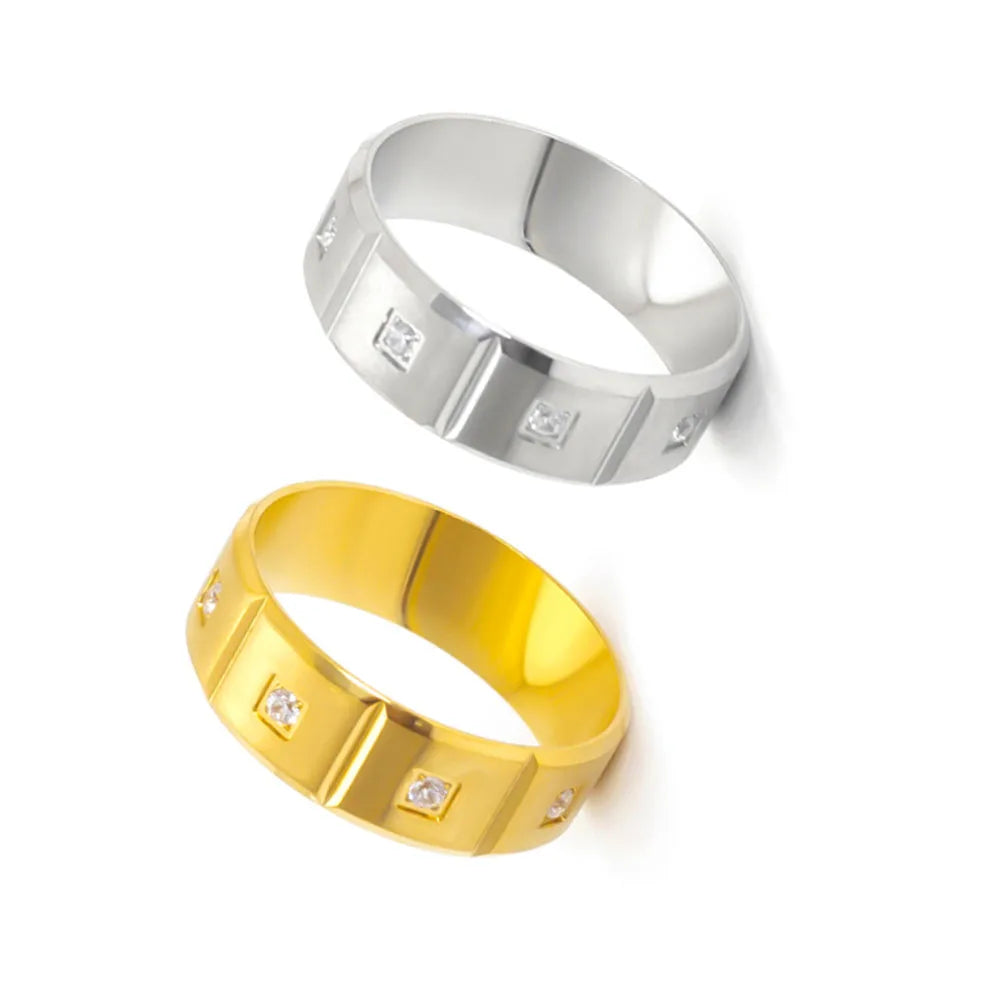 Wholesale Fashion Stainless Steel Gold 8mm Moissanite Zircon Wedding Finger Ring for Men China Manufacturer Supplier
