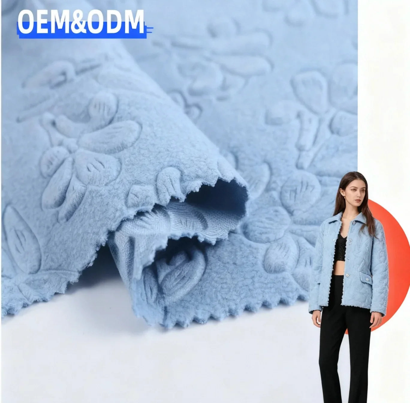 China Supplier Custom Jacquard Plain Dyed 100% Polyester Plain Dyed Knitted Embossed Micro Polar Fleece Fabric Supplier for Gar