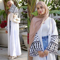 Sharut Turkey Modest Abaya Kimono Muslim Women Dress Embroidery Sleeve Crepe Palestine Kefiyyeh Dubai Palestinian Abaya 2024