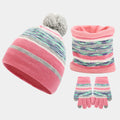 Custom logo Kids Winter Thick Warm Fleece Lined Hat Gloves Scarf Neck Warmer Set for Age 4-8 Years