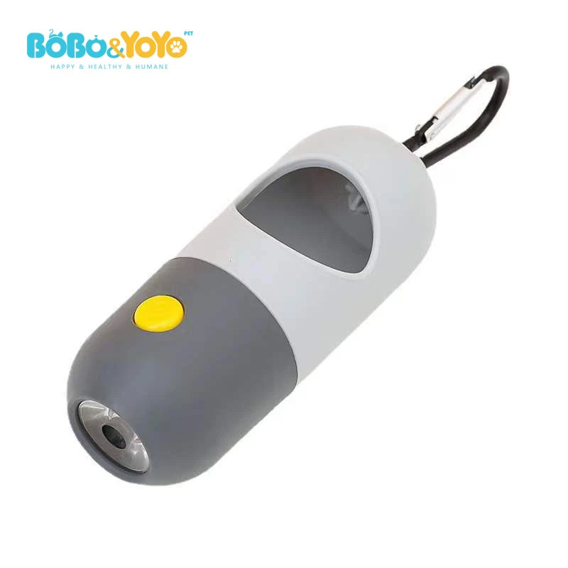 2025 New Custom Logo Pet Dog Poop Poo Bags Dispenser Case Waste Bag Holder With Light Flashlight