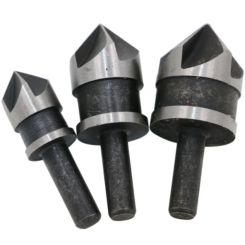 3Pcs Chamfer Drill Bit Set 12/16/19mm 5 Flute Woodworking Drill Bit Cutter Countersink Drill Bit Set