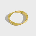 Korean Style Mobius Design 18k Gold Plated 925 Sterling Silver Jewelry Irregular Wave Smooth Ring for Women