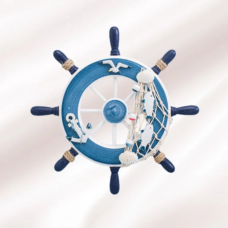 Wooden Ship Wheel Rudder Wall Decor Nautical Beach Ocean Decor Wooden Boat Ship Steering Wheel for Wall Hanging Decoration