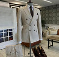 Business Men Suits Tailor-Made 2 Pieces Stripe Mens Tuxedos Peaked Lapel Double Breasted Blazer Business Wedding 2 Pieces
