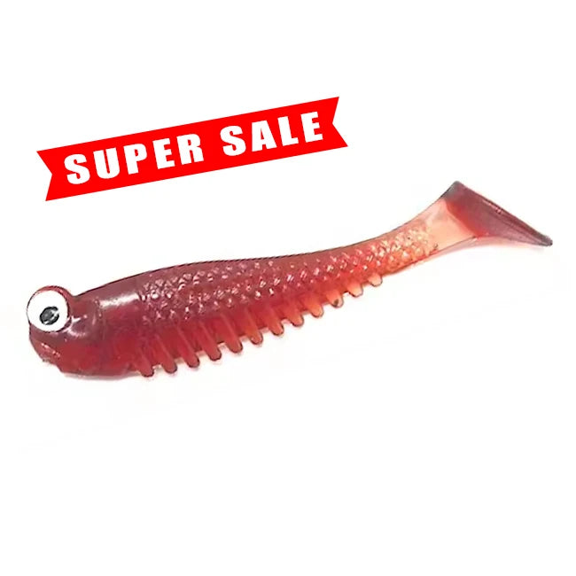 Stocks Clearance 7cm Paddle Tail Soft Plastic Fishing Lure Soft Fishing Lure T-tail Fishing Soft Lure Pink Red in Color