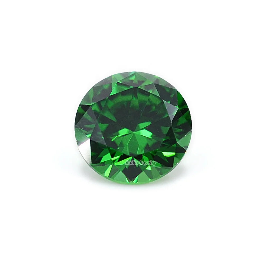 Baifu Loose Gemstone Jewelry Hot Sale 8mm Loose Round Light Emerald Cubic Zirconia for Ring Necklace Pendant