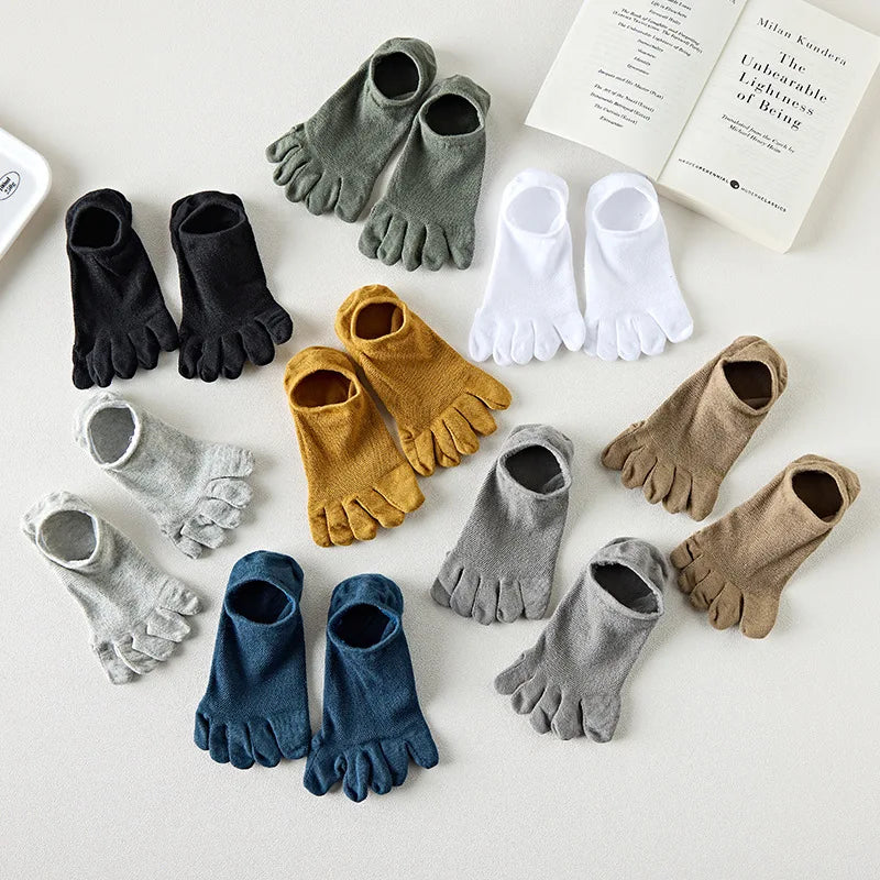 Summer 5 Toes Comfortable Breathable Mesh Polyester Plain Ankle Socks for Men