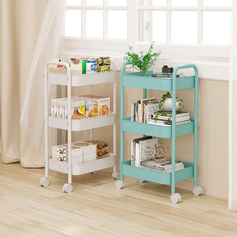 Low MOQ Rolling Storage Cart Metal Utility Trolley Cart Storage Rack for Living Room Bathroom