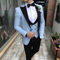 Half Canvas Men Wedding Light Blue Plus Size Breathable Pants Suits Latest Design Bespoke Suit