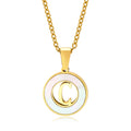 New Arrival 2025 Couple Letter Pendant Geometric Round Necklace Shell Round Letter C Customized Diy Name Letter Pendant Necklace