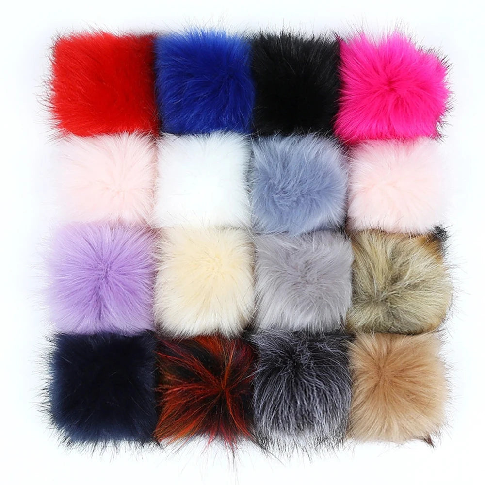Wholesale Faux Fluffy Fox Fur Keyrings Soft Colorful Fur Pompom Keychains