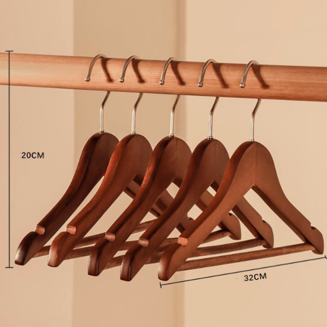 Lavinia High-Grade Solid Wooden Coat Hanger for Store Gold Accessories Custom LOGO for Wardrobe Kitchen for Boutique Clothes Bag