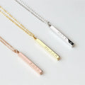 Fashion 18k Gold Plated Stainless Steel Engrave Custom Name Personalized Vertical 3D Bar Necklace for Women Fine Jewelry