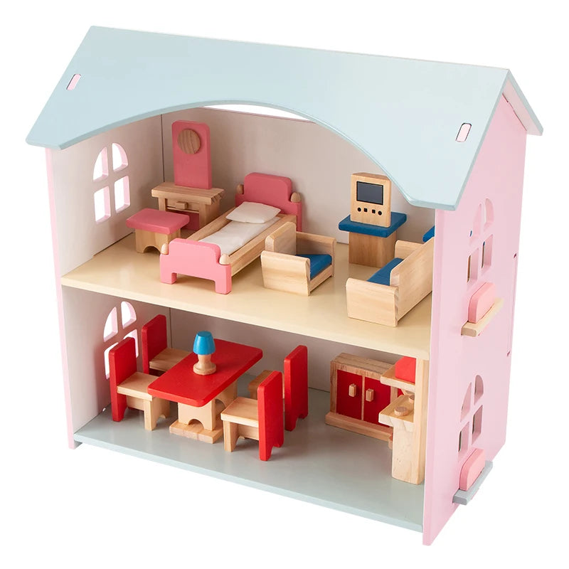 Factory Price Funny Wooden Pretend Handmade Doll House toy Early Educational toys Pretend Play toys for kids