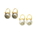 Elegant Vintage INS Simple Big Pearl Hoop Earrings Real Gold Plated Copper Brass Trendy Stud Design for Women's Wedding Jewelry