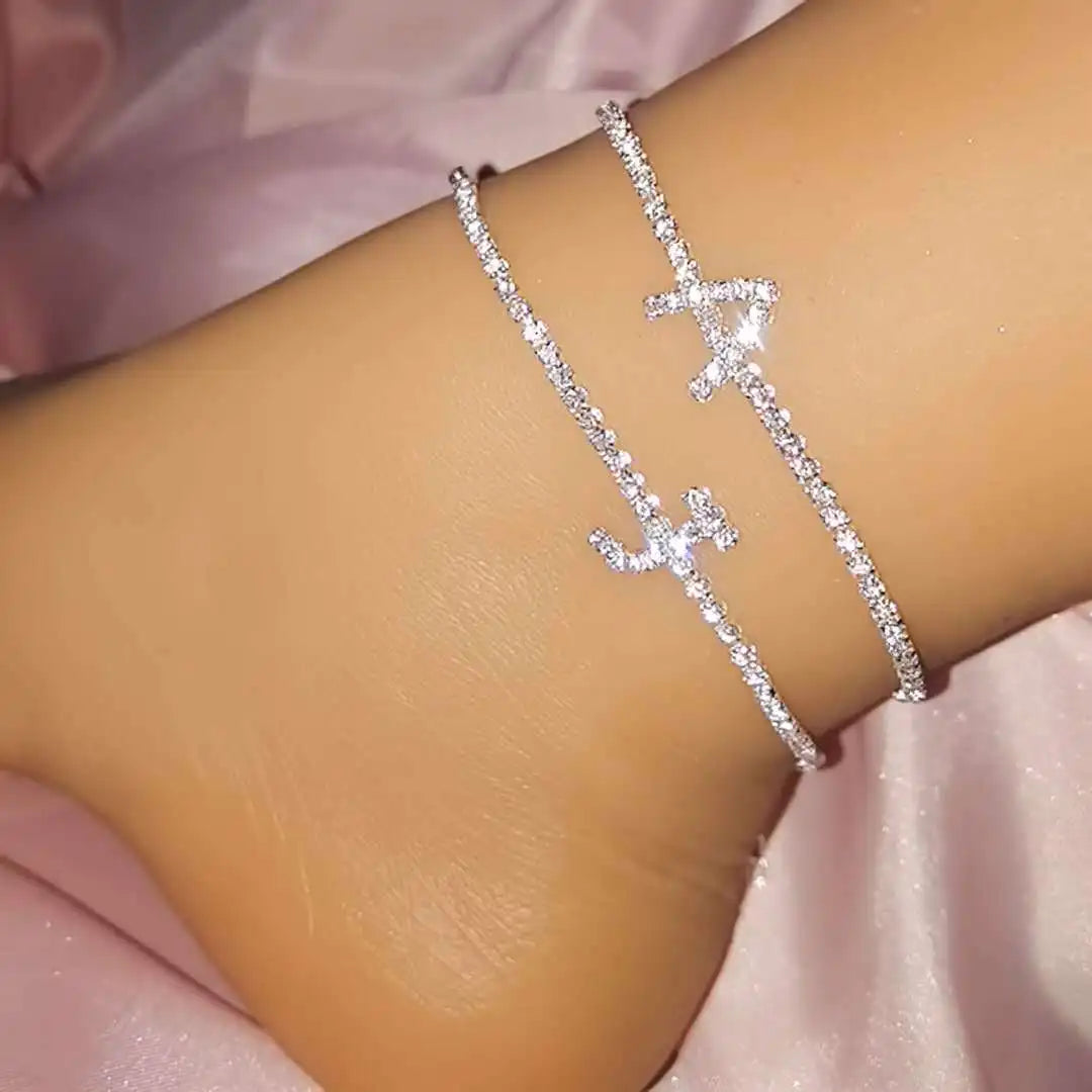 Initial Letter Ankle Bracelet Alphabet Anklets for Women Boho Jewelry Foot Chain Beach Leg Bracelets Tennis Anklet