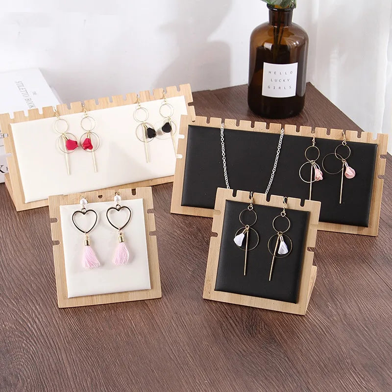 Small Standard Horizontal Bamboo Display Stand Organizer for Jewelry for Necklaces Earrings Chains
