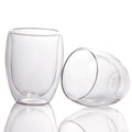 250ml Modern Design Coffee Fruit Tea Milk Water Tumbler Wine Shaped Double Wall Insulation Glass Cup for Home