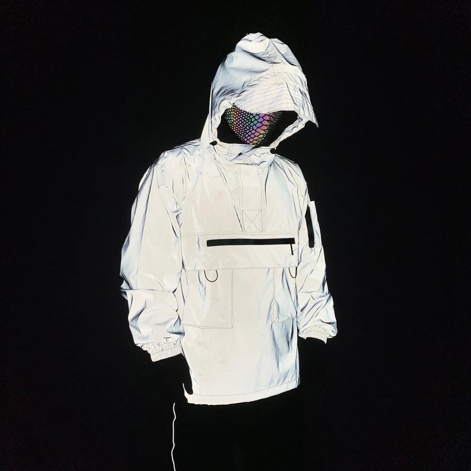 Loose Multi-Pocket Functional Wind Tactical Jacket Colorful Reflective Chargo Jacket