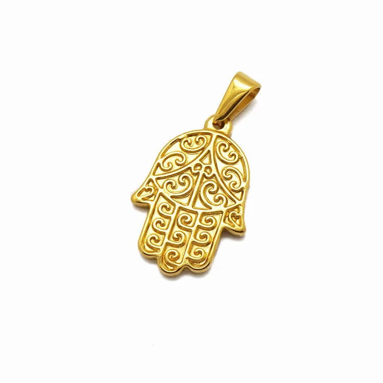Olivia Custom Gold Plated Muslim Pendant Jewelry Stainless Steel Hamsa Hand Pendant Charm